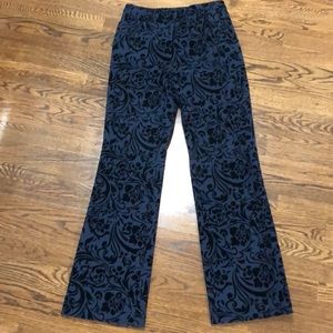 Women’s Peck and Peck navy velvet floral pants 4